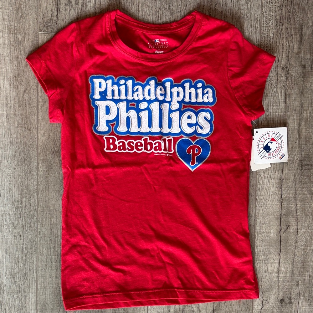 Philadelphia Phillies Girls Red T-Shirt -Glitter text size 7/8